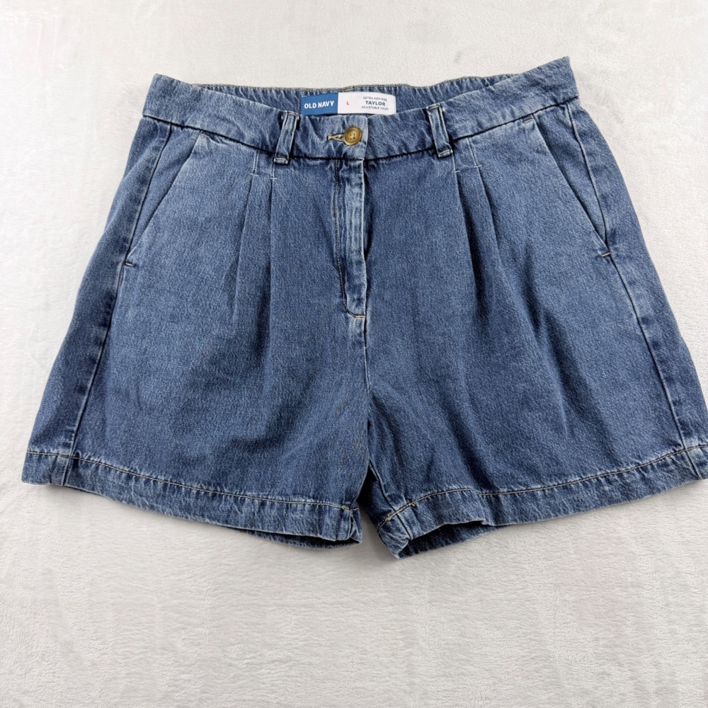 Old Navy Denim Shorts‎ Taylor Extra High-Rise Pleated Blue Size L